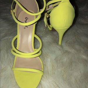 Neon Yellow Open Toe Heels